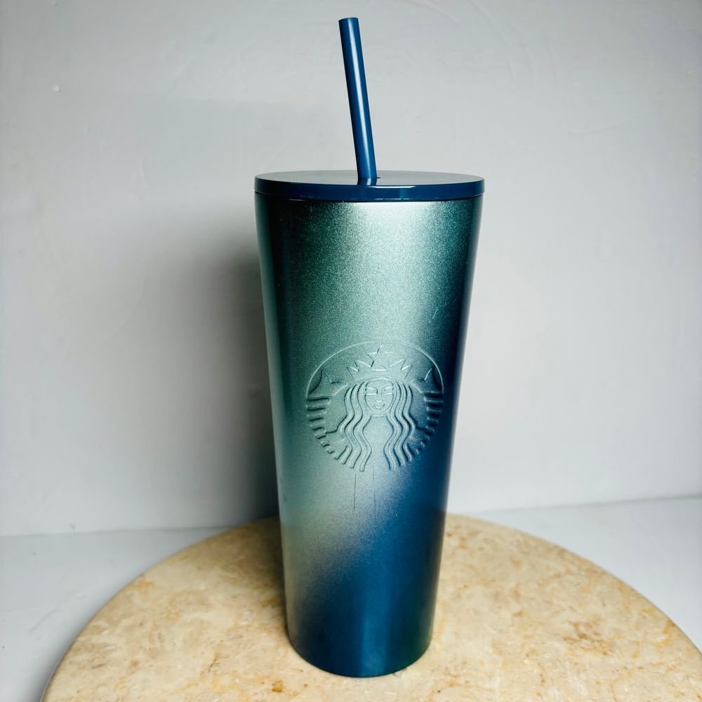 Starbucks‎ 2021 Holiday Blue Green Ombre Stainless Steel Tumbler